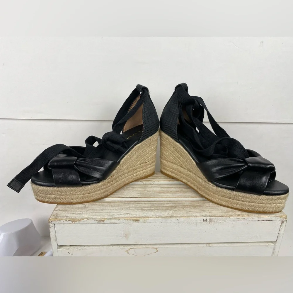 Cole Haan Cloudfeel Hampton wedge sandals in black leather women’s size 8.5B